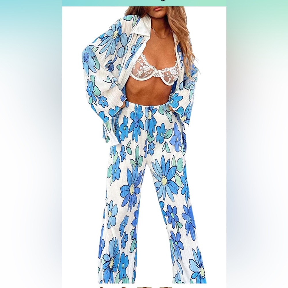 Women Y2K 2 Piece Floral Print SIZE M NEVER WORN